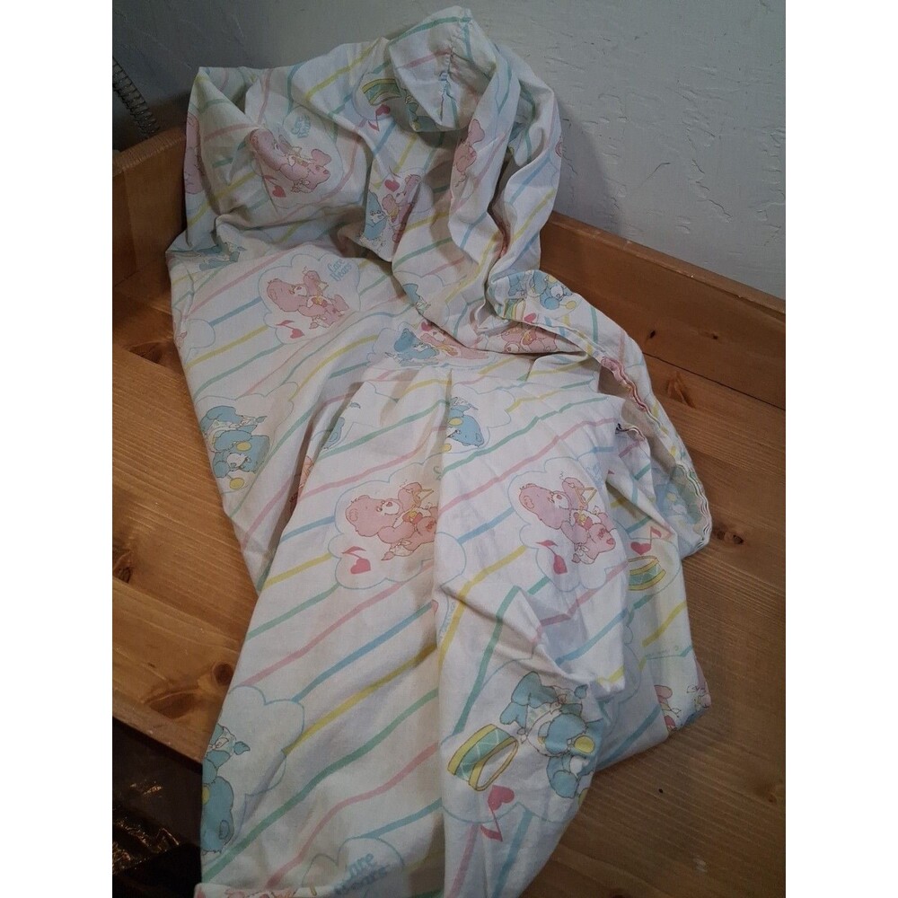 Care Bears Crib Sheet Fitted Soft No Tags Stripes Musical Instruments